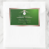 Étiquette de produit vert monogramme cadre rose or (Sac)