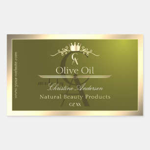 Étiquette de produit vert olive avec Monogramme de