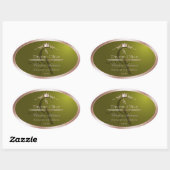 Étiquette de produit vert olive Cadre rose monogra (Feuille)