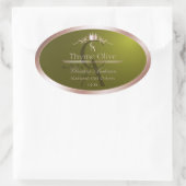 Étiquette de produit vert olive Cadre rose monogra (Sac)