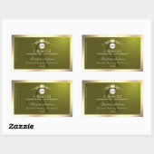 Étiquette de produit vert olive Logo à cadre doré  (Feuille)