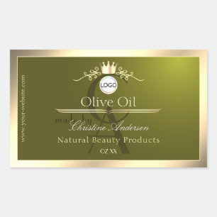Étiquette de produit vert olive Logo à cadre doré 