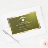 Étiquette de produit vert olive Logo à cadre doré  (Enveloppe)
