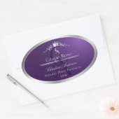 Étiquette de produit violet foncé cadre argent mon (Enveloppe)