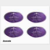 Étiquette de produit violet foncé cadre argent mon (Feuille)