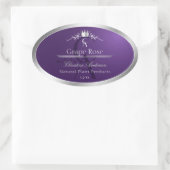 Étiquette de produit violet foncé cadre argent mon (Sac)