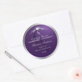 Étiquette de produit violet foncé cadre argent mon (Enveloppe)