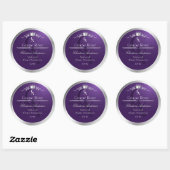 Étiquette de produit violet foncé cadre argent mon (Feuille)