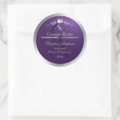 Étiquette de produit violet foncé cadre argent mon (Sac)