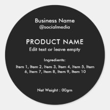 Étiquette de produits Black Modern Ingredients