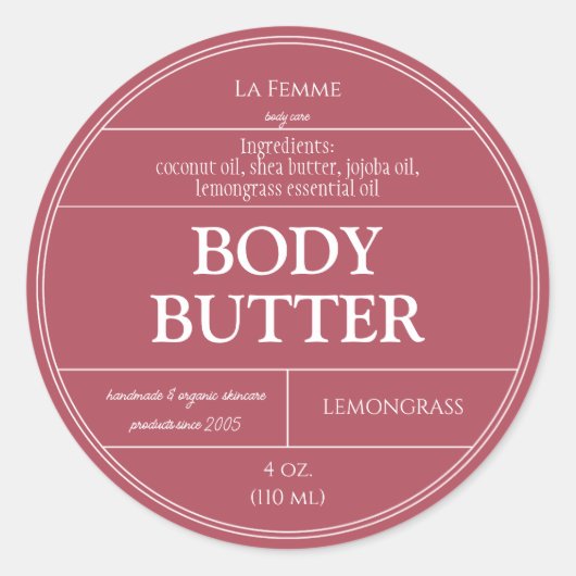 Étiquette de produits cosmétiques Carmine Pink & W (Devant)