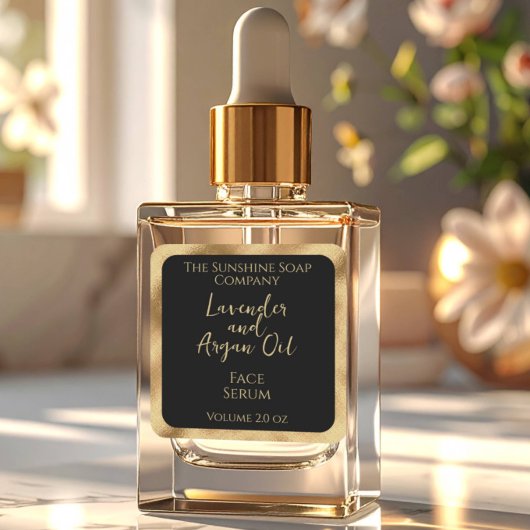 étiquette de produits cosmétiques carrés - noir & 