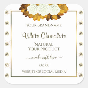 Étiquette de produits en or blanc Rose orange Bijo