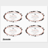 Étiquette de produits floraux noir et blanc Rose o (Feuille)