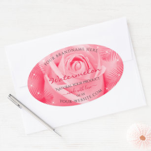 Étiquette de produits floraux Rose rose et Feuille