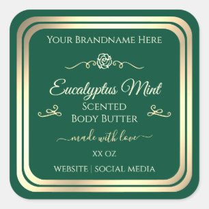 Étiquette de produits Hunter Green Gold Frame Rose