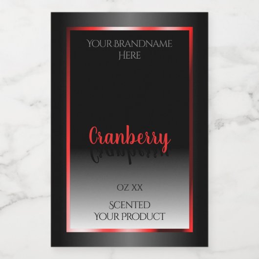 Étiquette de produits noir et blanc Cadre rouge dé (Étiquettes simples)