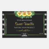 Étiquette de produits noirs Vert Jaune Roses Bijou (Devant)