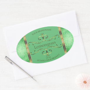 Étiquette de produits verts Faux Gold Ornate Décor