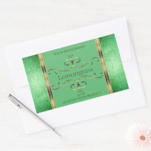 Étiquette de produits verts Faux Gold Ornate Décor
