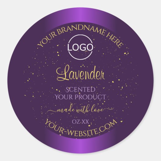 Étiquette de produits violet moderne Parties scint (Devant)