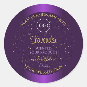 Étiquette de produits violet moderne Parties scint