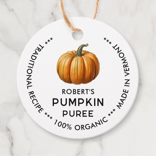 étiquette de purée citrouille avec citrouille vint (Devant)