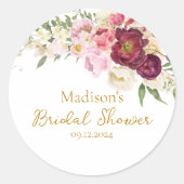 Étiquette de Réception de Mariage Florale Embrasse (Devant)