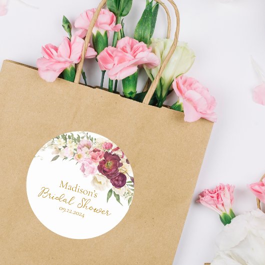 Étiquette de Réception de Mariage Florale Embrasse