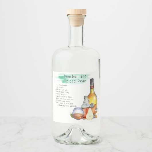 Étiquette de recette de cocktail signature pour ca (Devant)
