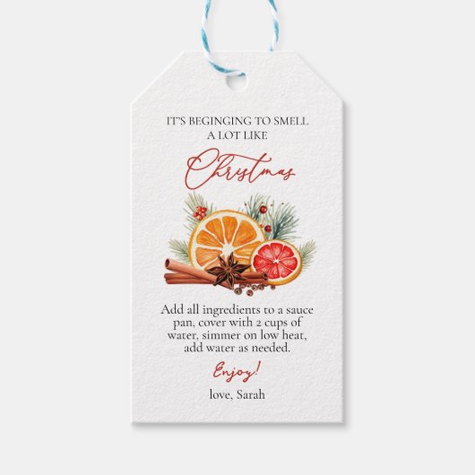 Étiquette de recette de pot-pourri de Noël personn (Devant)