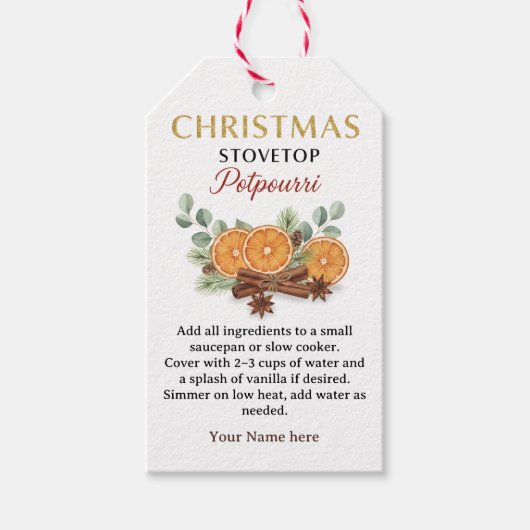Étiquette de recette de pot-pourri de Noël pour la (Devant)