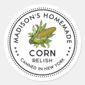 Étiquette de relish de maïs avec icône d'épi de ma (Devant)