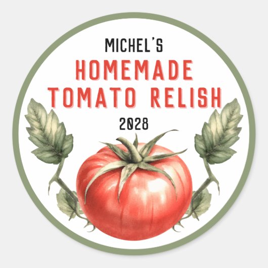 Étiquette de Relish de Tomate fait maison de style (Devant)