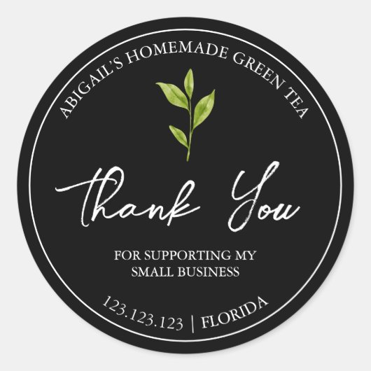 Étiquette de remerciement au thé vert maison simpl (Devant)