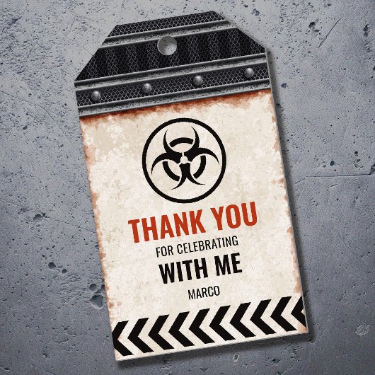 Étiquette de remerciement avec grille métallique e