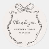 Étiquette de remerciement avec ruban capricieux de (Devant)