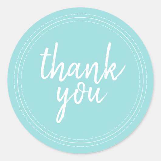 Étiquette de remerciement bleue Chic Script (Devant)