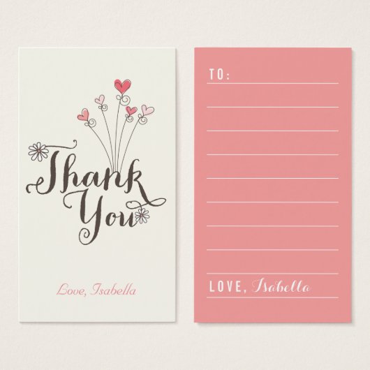 Étiquette de remerciement Cœurs capricieux pour ca (Devant & derrière)