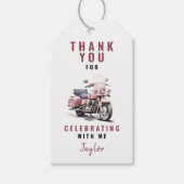 Étiquette de remerciement d'anniversaire de moto r (Devant)