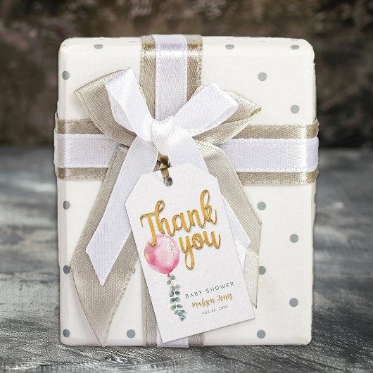 Étiquette de remerciement de baby shower avec écri