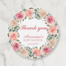 Étiquette de remerciement de baby shower Fleur Cad