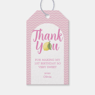 Étiquette de remerciement de citronnade rose pour