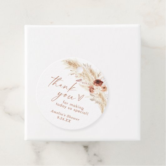 Étiquette de remerciement de douche Boho Herbe de  (En situation)