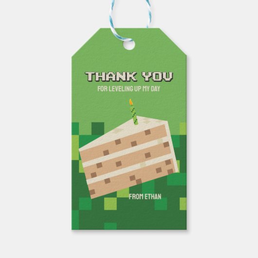 Étiquette de remerciement de fête de gamer pixelis (Devant)