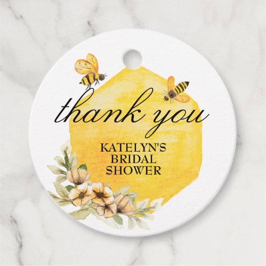 Étiquette de remerciement de mariage abeille (Devant)