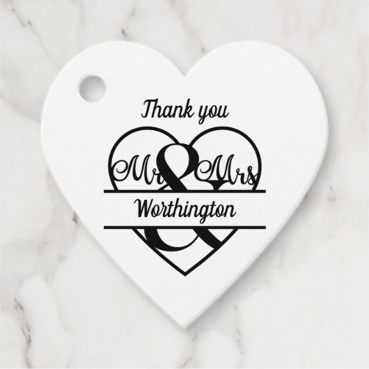 Étiquette de remerciement de mariage avec monogram (Devant)