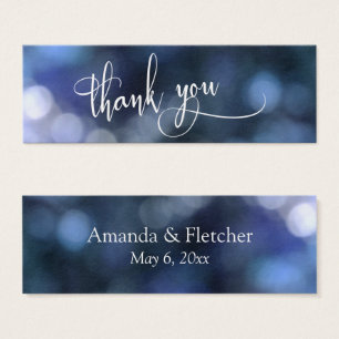 Étiquette de remerciement de mariage Blue Bokeh
