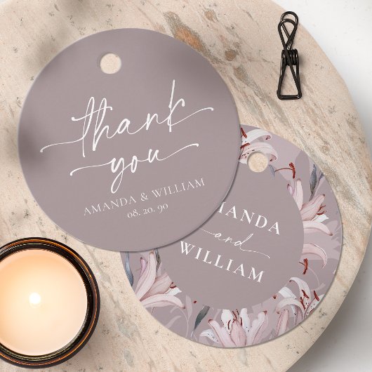 Étiquette de remerciement de mariage Élégante Lys