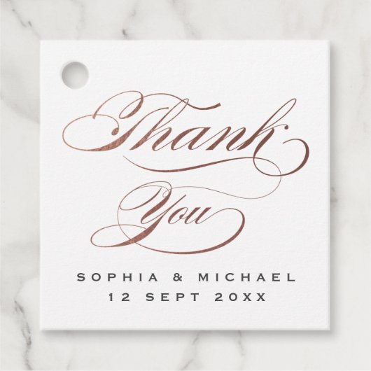 Étiquette de remerciement de mariage en calligraph (Devant)
